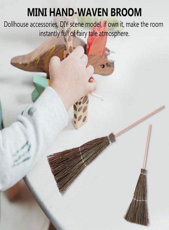 SHINEOFI 2Pcs Dollhouse Miniature Broom, 1:12 Scale Mini Hand-Woven Broom, Tiny Witch Broomstick for Dollhouse Furniture Accessories Halloween, Christmas, Home Garden Decor - Image 4